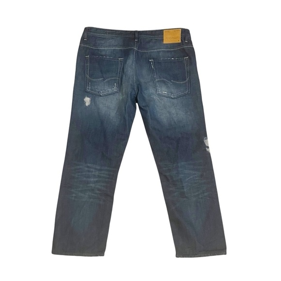 Jack & Jones Nick Jeans 40x 28 Regular Fit Distressed Straight Leg Button Fly - Picture 4 of 16